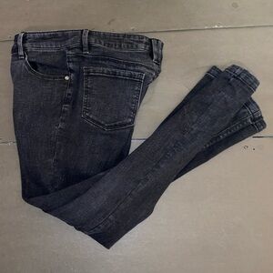 Squeeze Size 10 Faded Black Stretch Denim Button Fly Wide Leg